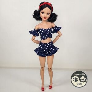 🎨 Barbie Sweetheart Outfit- Navy Polka-Dot